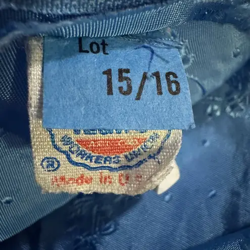 Vintage 70s Prairie Dress Blue Puff Sleeve Floral ILGWU Union Made Size M