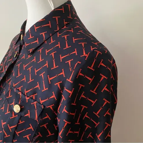 Elizabeth McKay Dress 6 Small Silk Long Sleeve Fall Shirtdress Equestrian Preppy Blue