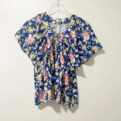 Tularosa  NWT Daisy Top in‎ Cobalt Mixed Floral Small