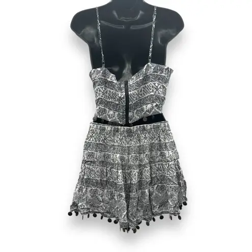 LF  Millau Black & White Printed Embellished Coin Pom Tank &‎ Shorts Set Size M