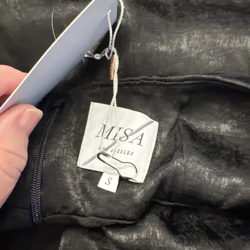 USA Made MISA Black Satin Special Occasion Backless Jumpsuit Wide Leg Sandra