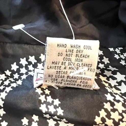 Vintage Womens Silk Track Suit Set Black White Star Print Lightweight Large