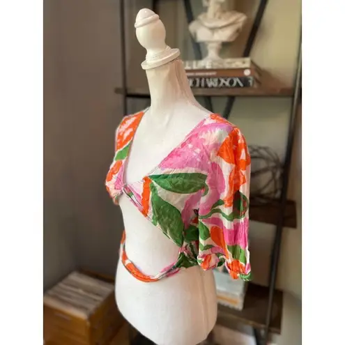Banjanan Floral Aurora Top Multicolor Womens Size Large Pink