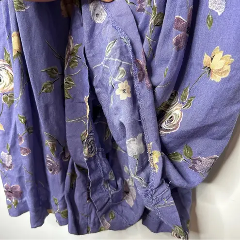 ICI Vintage Blue Floral Short Sleeve Shorts Romper Size M