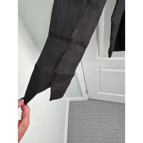 None Vintage Black Linen Blazer Jacket with Mother of Pearl Button Tailored Style