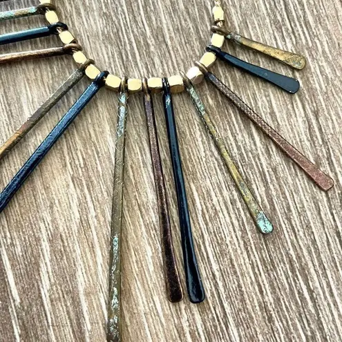 Multicolor gold tone " stick" Necklace
