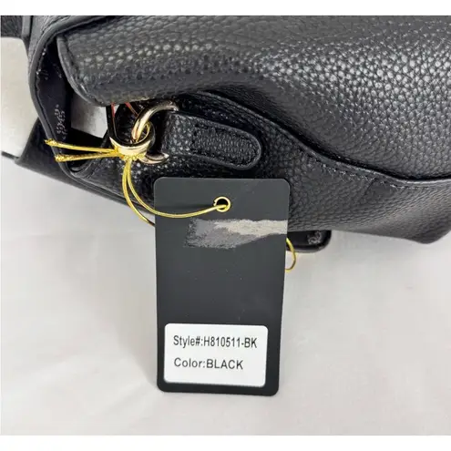 Grosee Black Faux Leather Top Handle Bow Accent Satchel Bag