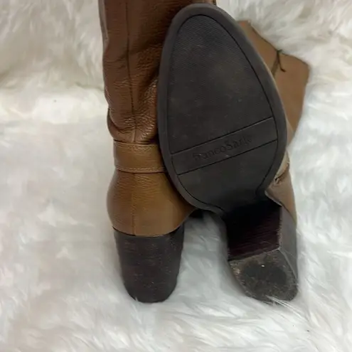 Franco Sarto  Ashira Tall Boots Leather Block Heels Cognac Brown 8.5 Bin 21