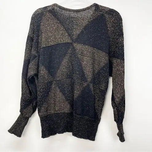 Vintage Mademoiselle Metallic Sweater Gold Black Size Medium Sequin Heart