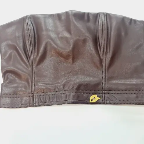 LPA Germano Faux Leather Tube Top in Dark Chocolate Medium