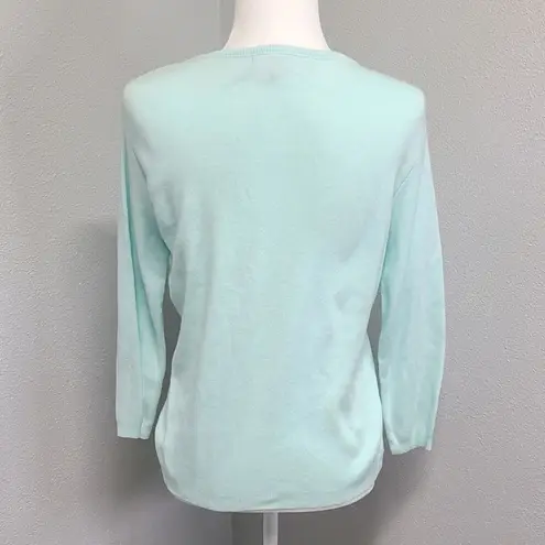 Gloria Vanderbilt Vintage Sweater Small Floral Lightweight Mint Green VTG