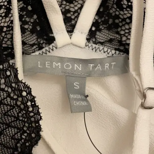 Lemon Tart Stitch Fix Black White Camisole Lace Blouse Womens Small NEW