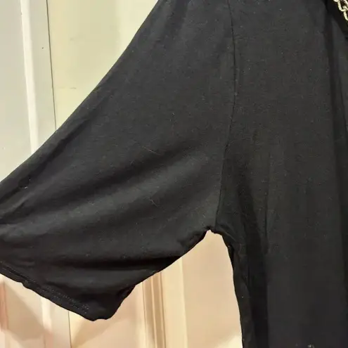 fab'rik Fab’rik Black Dressy T Shirt‎ with Gold Trim size Large