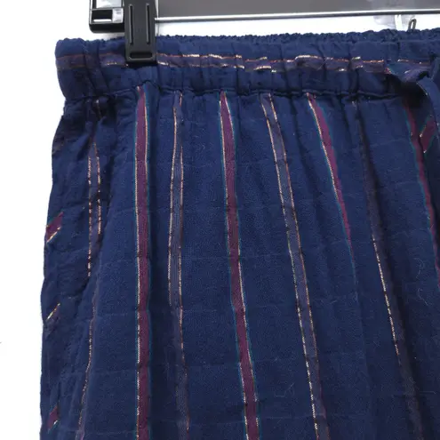 Xirena Kalvyn Winston Stripe Drawstring Pants sz XS Navy Purple Pockets Blue
