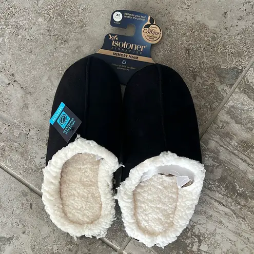 Isotoner BLACK Sherpasoft Rory Clog Slippers, Size XL 9.5-10 New w/Tag