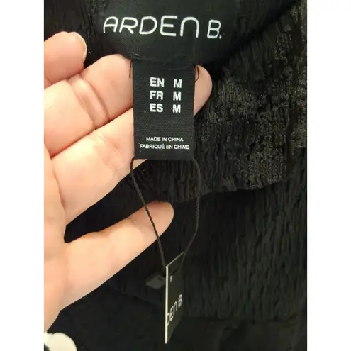 Arden B. Size M Black 3/4 Sleeve Womens Ruffled Blouse NEW Size M