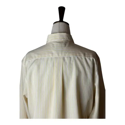 Brooks Brothers Shirt Women 8 Yellow White Striped Non Iron Cotton Button Down