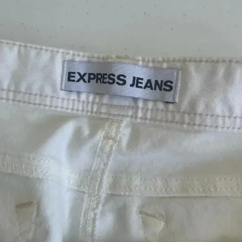 EXPRESS ‎ white jeans Stella Cropped Skinny Low Rise Plus Size 14 0037