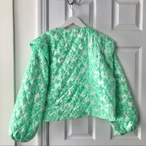 Cras Green White Quintacras Minty Quilted Bold Shoulder Jacket NWT 40 Green Wht Size undefined