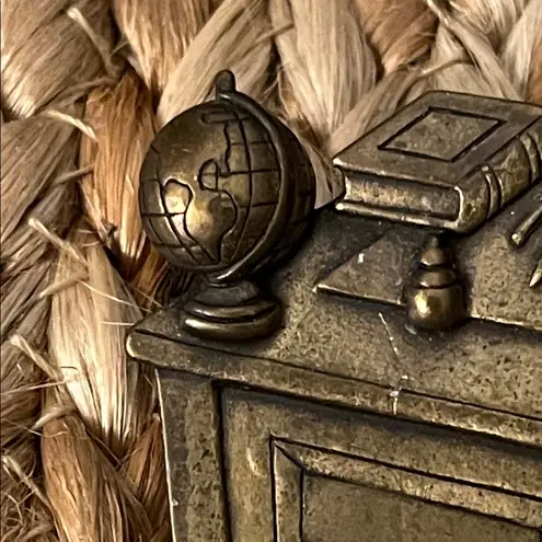 Vintage JJ Bronze Desk Brooch Brown