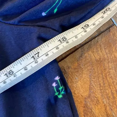 Leota blue botanical jersey draped vneck dress sml