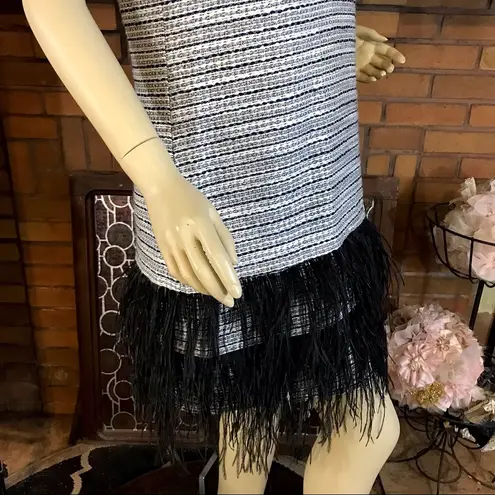 Sail To Sable STS TWEED METALLIC SHIFT DRESS WITH FEATHER TRIM HEM ACCENT (8) - Image 10