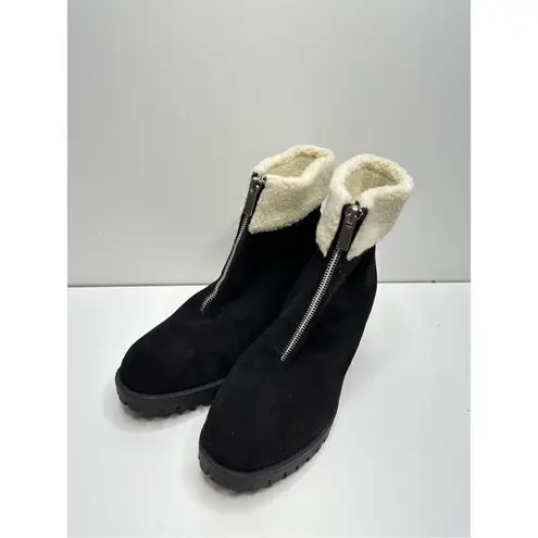 Bella Vita Cable Lug Black Booties Faux Shearling Size 8.5 New