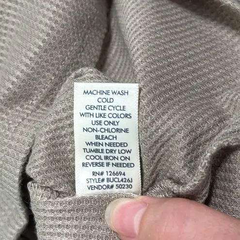 BKE Buckle Women’s Henley Tan Long Sleeve Ribbed Waffle Knit Shirt size XS