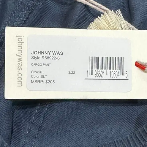 Johnny Was Pull On Elastic Waist Blue Cargo Pants NEW With Tags XL R68922-6