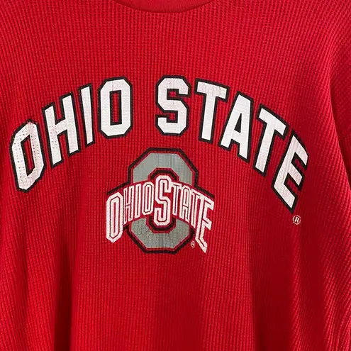Ohio State Buckeyes Thermal Long Sleeve Shirt Medium | Red Waffle Knit OSU Top