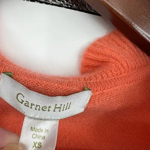Garnet Hill 100% Cashmere orange Ruffle button Cardigan Sweater XS Extra Small