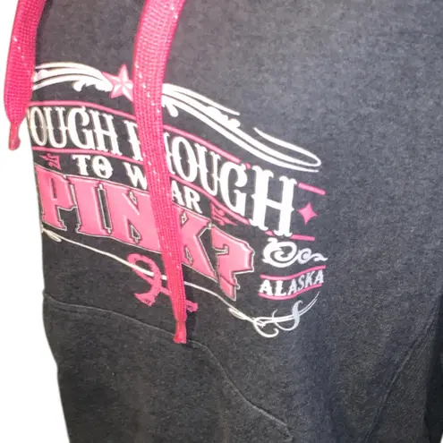Sport-tek Rodeo Alaska Breast Cancer Find A Cure Hoodie Sweatshirt Lace Up
