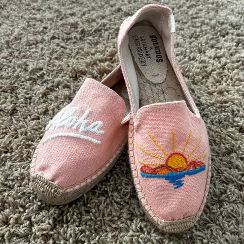 Soludos Anthropologie X Lockhart Embroidered "Aloha" Espadrilles Women's Sz 6.5