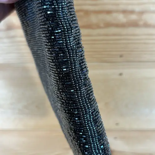 Carla Marchi Vintage Dark Gray Beaded Zippered Purse Crossbody Handbag Formal