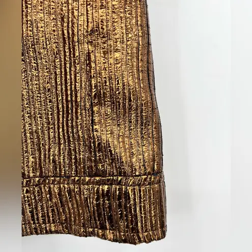 NUDE High Waist Shorts Foil Metallic Paperbag Boxer Style Pockets Gold Black 8