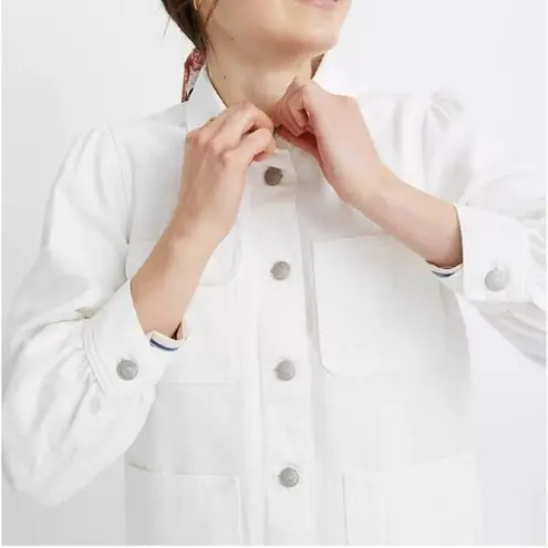 Madewell  White Denim Puff-Sleeve Chore Jacket, XS‎