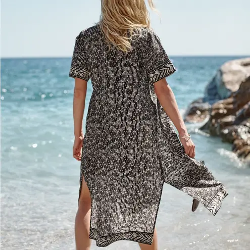 Garnet Hill Button Down Textured Gauze Cover-Up Dress Size Small