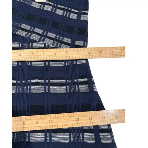 Milly Directional Plaid Knit Bodycon Hi-Low Dress Women's Size XS/S Side Flounce