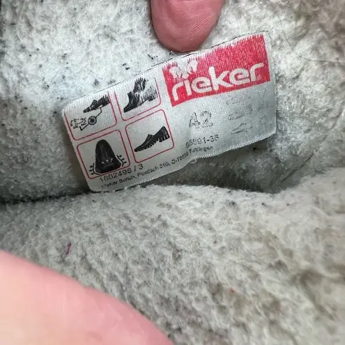 Rieker Red Leather Multicolored Wool Detail Lined Ankle Boots Size 43 11