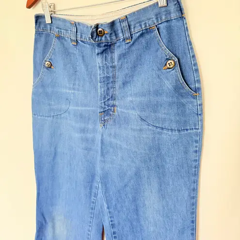 VTG Fancy Props Wilkins Light Wash Flare 70s Front Pockets High Rise Jean Sz 12 Blue - Image 9