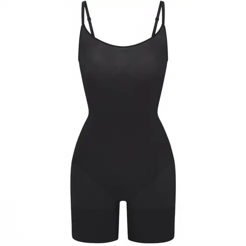 SKIMS Onyx Sheer Seamless Everyday Sculpt Mid-Thigh Bodysuit Shapewear Small
