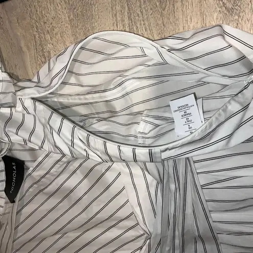 Nicholas Asymmetrical Blouse Top Shirt One Shoulder White Black Cotton Size 6