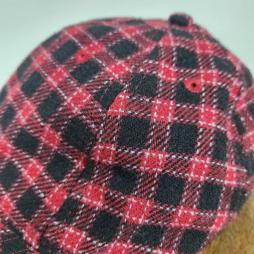 Red and Black Plaid Baseball Cap One Size Wool Blend Plaid Baseball Hat