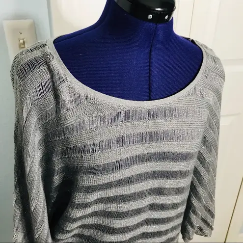 Elle NWT Metallic Silver Open Knit Dolman Top