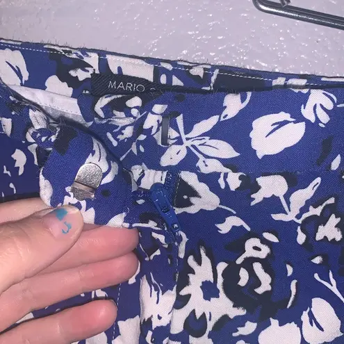 Mario Serrani Italy Womens Shorts Blue Floral Print Comfort Stretch