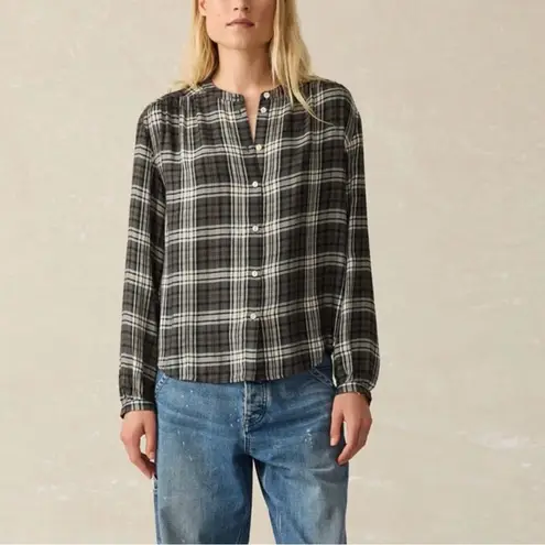 Faherty Drift Button Down Long Sleeve Shirt Top in Timberwood Plaid, XS