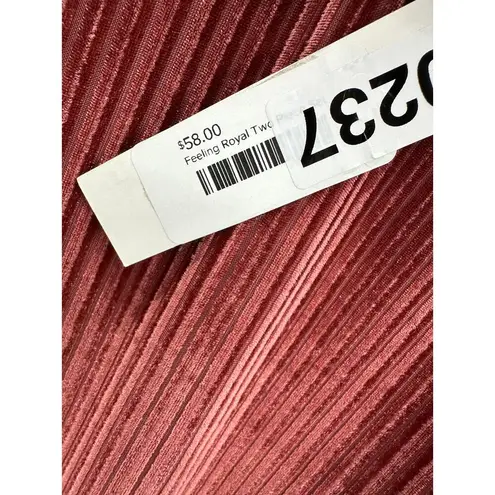 PaperMoon Pink Feeling Royal Ribbed Textured Long Sleeve Top Women's Size Medium