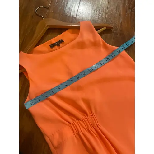 Lafayette 148 Asymmetric Crepe Dress GORGEOUS COLOR Coral Reef Sleeveless Size S