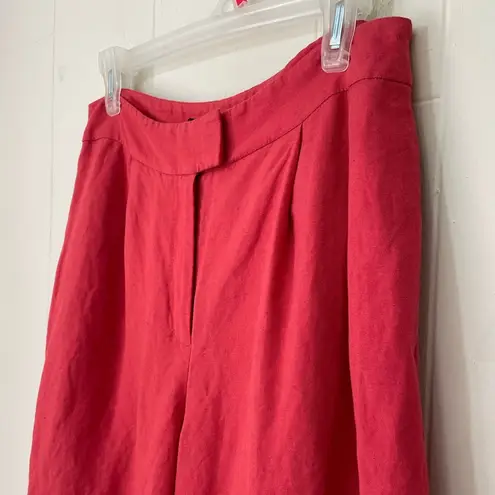 Alfani Linen Blend High Waisted Shorts Orange Red Pleated ~ Women’s Size 8