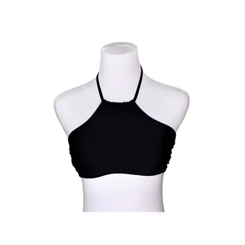 Mossimo Solid Stripe Black White Halter Swim Top Bikini 2pc Swimsuit sz MEDIUM